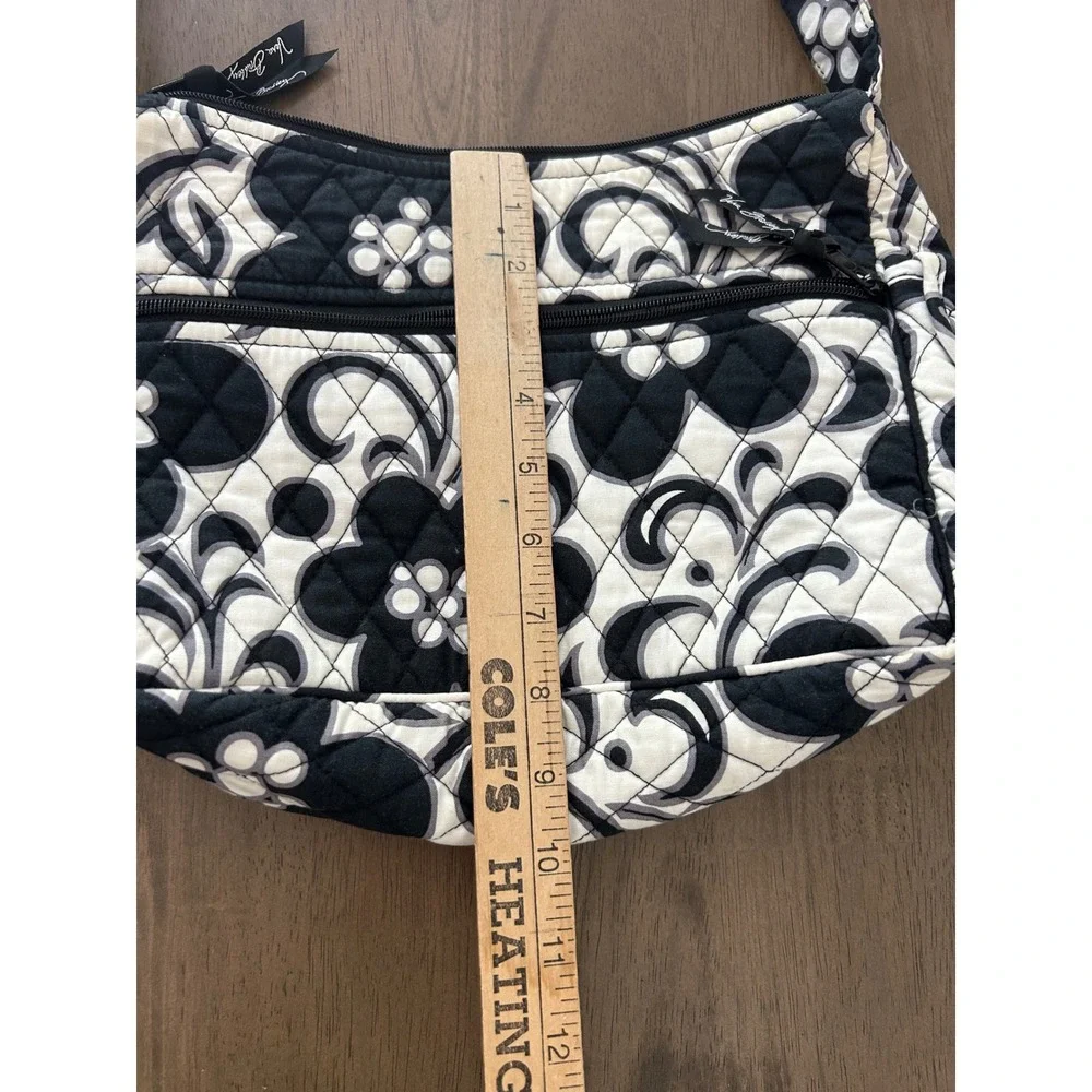 Vera Bradley Night and Day Quilted Floral Shoulder Bag Black White Crossbody